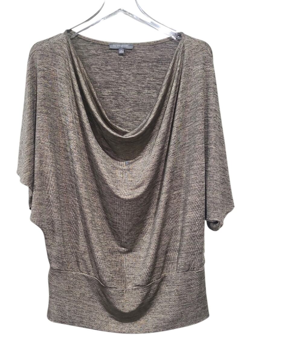 NY Collection SZ XL Top Batwing Sleeve Blouse Gold Stretch Cowl Neck Loose Fit
